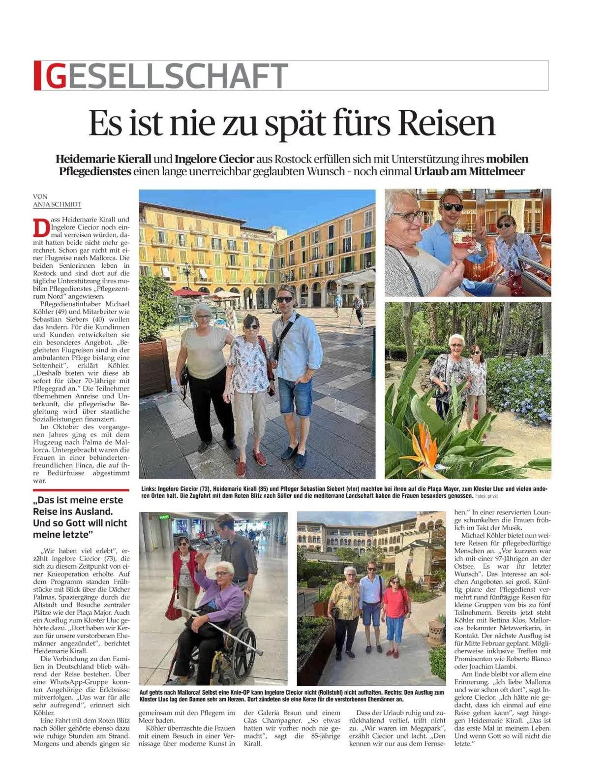 Zeitungsartikel: Es ist nie zu spät fürs Reisen - Gesellschaft